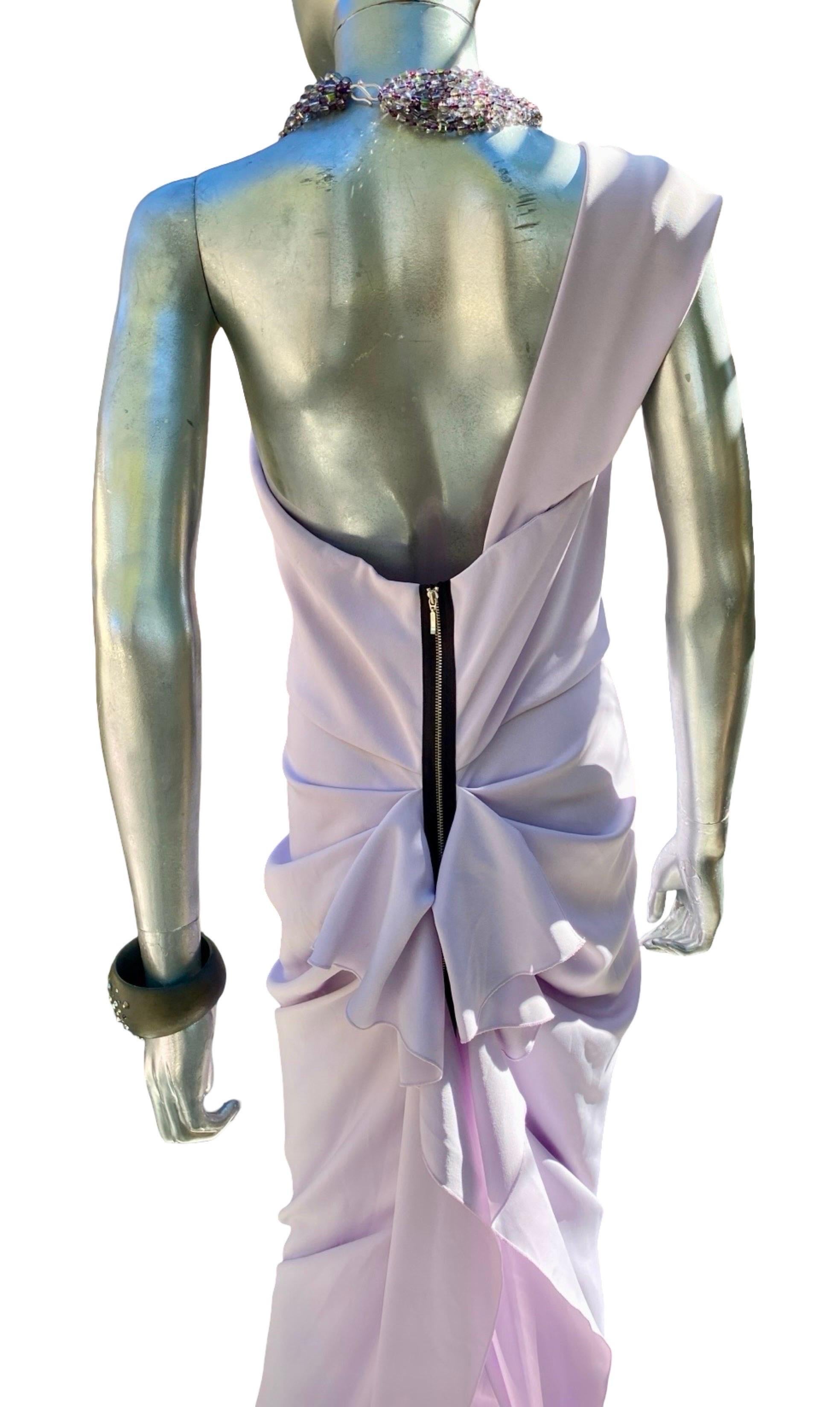 Nicole Batki Drapierte eine Schulter Sexy Lila Langes Kleid Größe 12 im Angebot 9