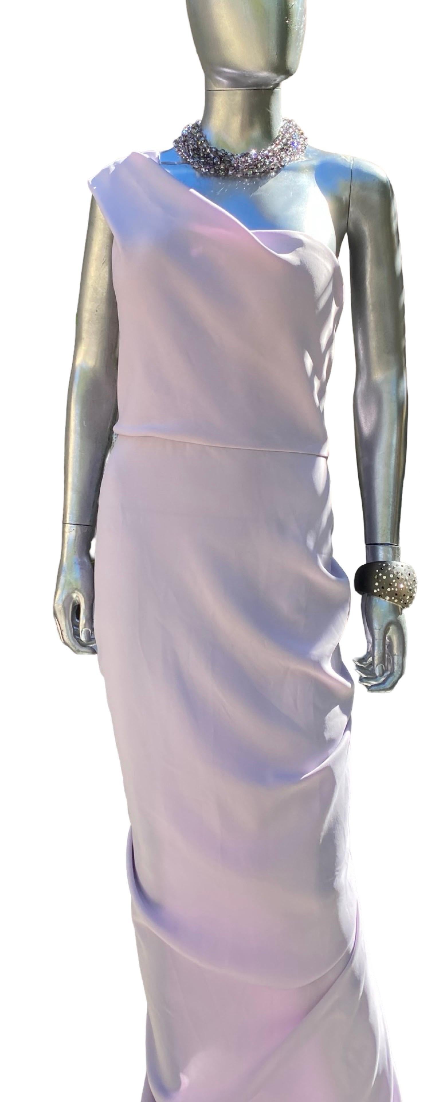 Nicole Batki Drapierte eine Schulter Sexy Lila Langes Kleid Größe 12 im Zustand „Gut“ im Angebot in Palm Desert, CA