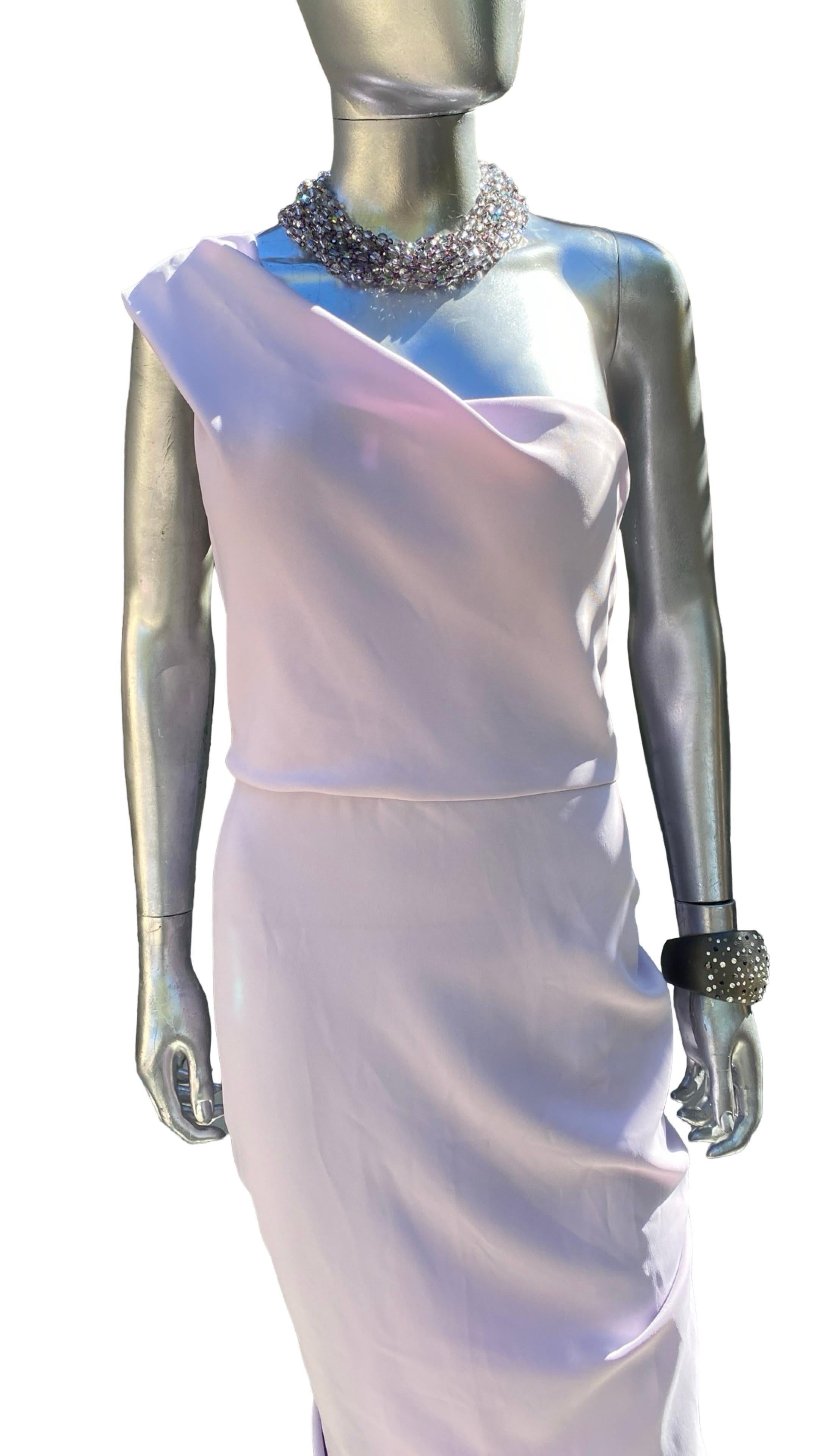 Nicole Batki Drapierte eine Schulter Sexy Lila Langes Kleid Größe 12 Damen im Angebot