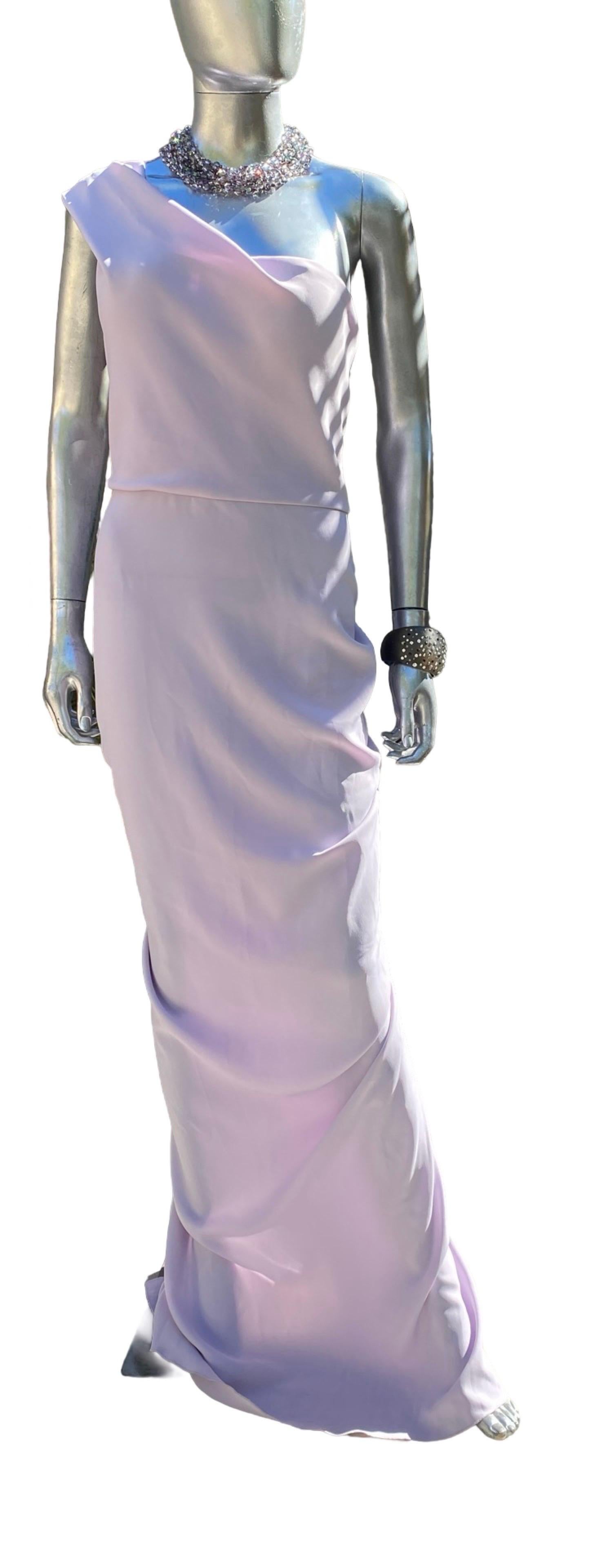 Nicole Batki Drapierte eine Schulter Sexy Lila Langes Kleid Größe 12 im Angebot 1