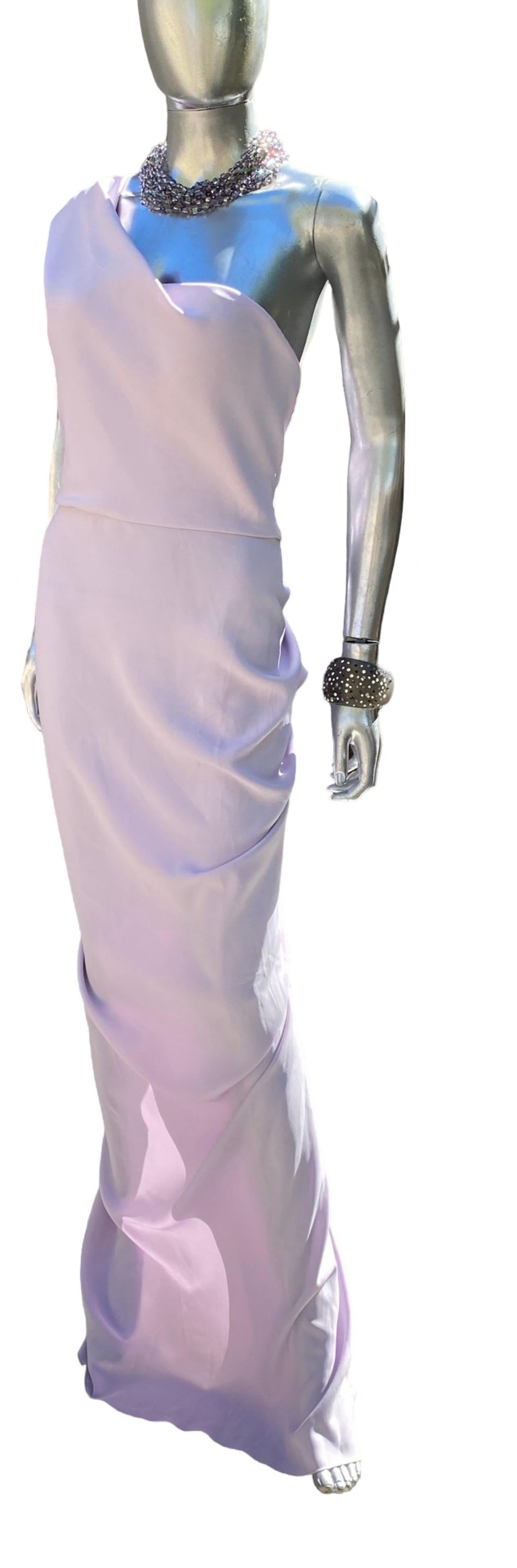 Nicole Batki Drapierte eine Schulter Sexy Lila Langes Kleid Größe 12 im Angebot 3