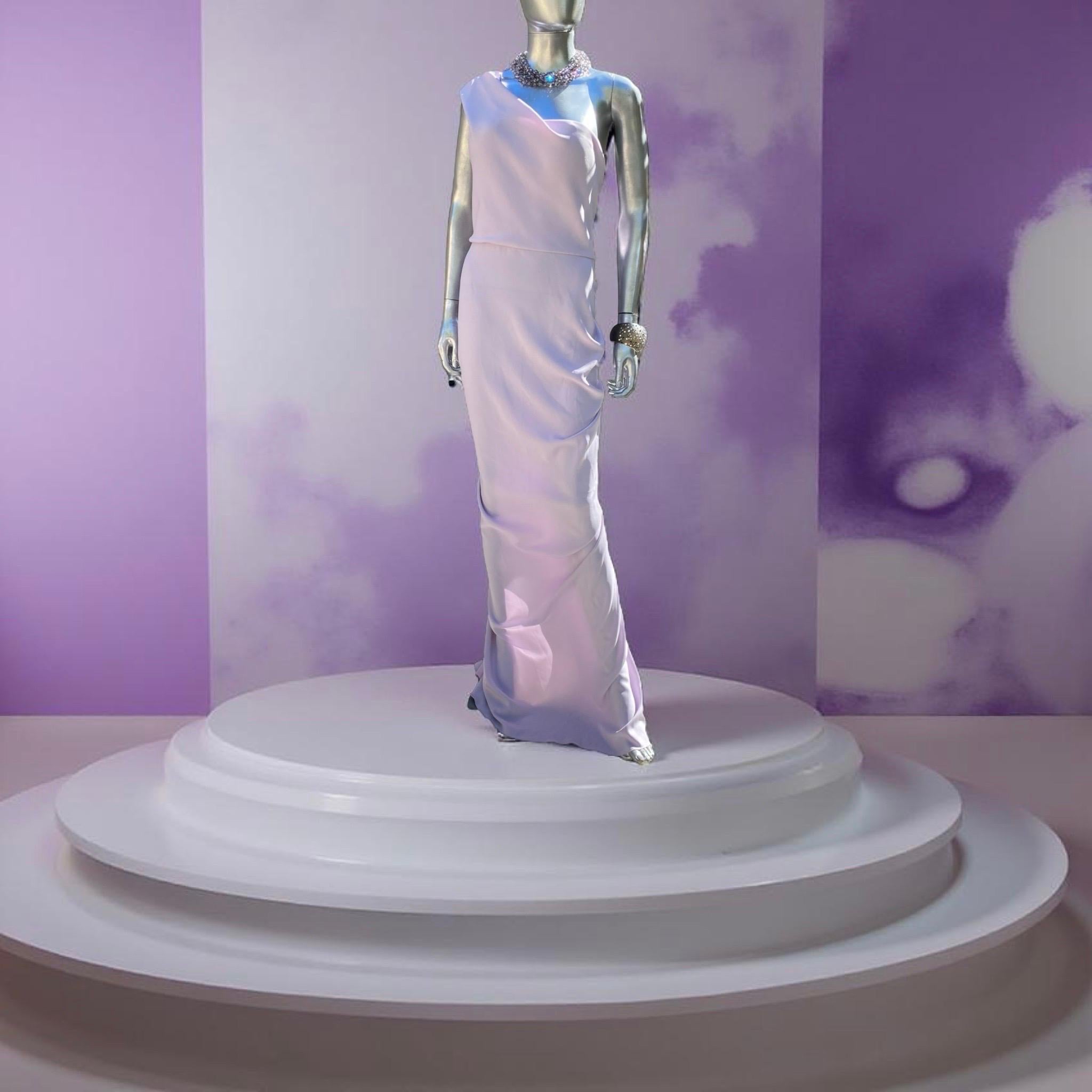 Nicole Batki Drapierte eine Schulter Sexy Lila Langes Kleid Größe 12 im Angebot 4