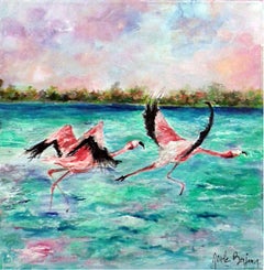 French Contemporary Art by Nicole Benjamin - Greater Flamingos