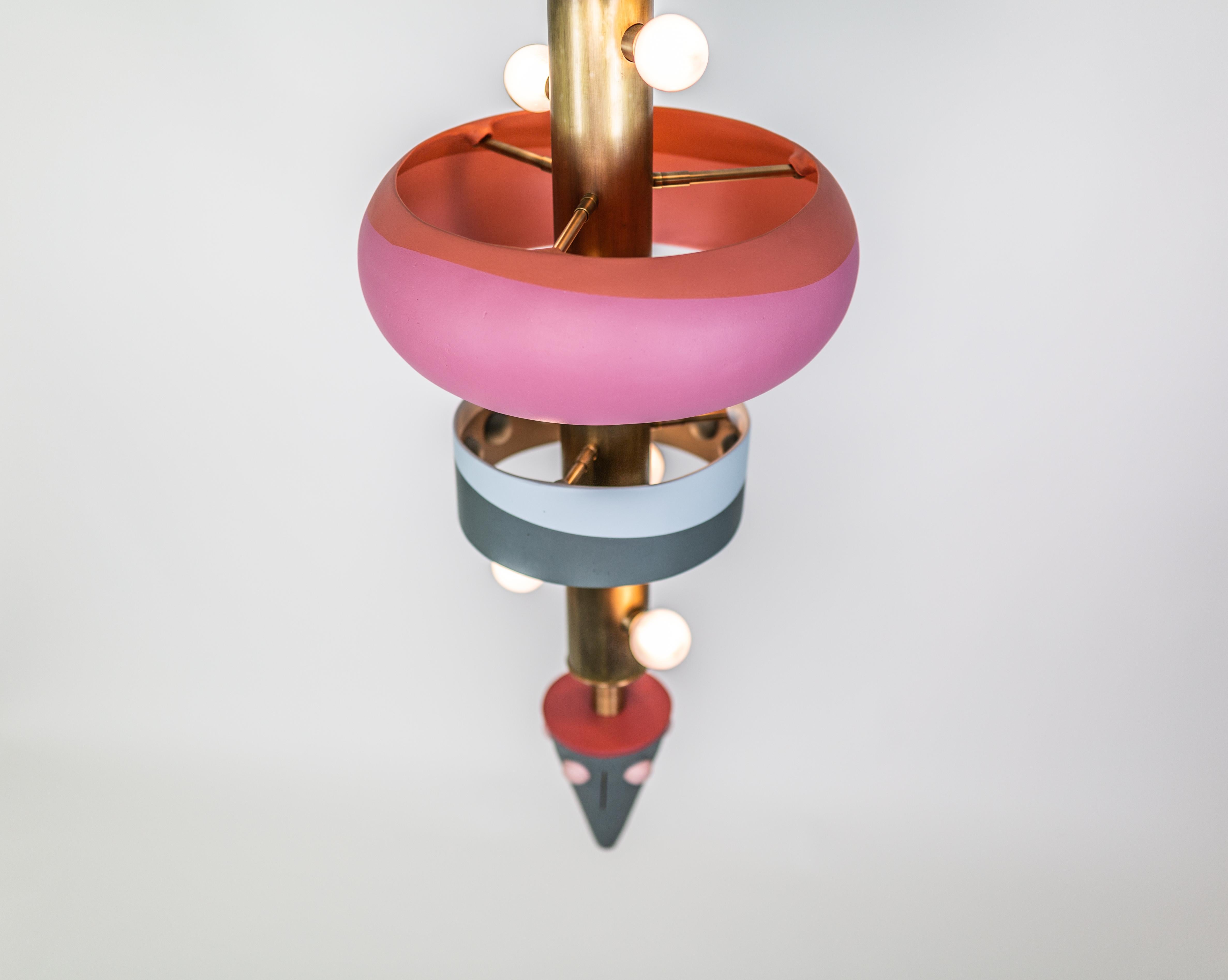 American Nicole, Brass, Hand-Sculpted, Contemporary Chandelier, Kalin Asenov For Sale