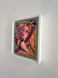 Nicht gleiten, sondern eindringen, Öl auf Polypropylen, 17 × 21 cm, feministische Malerei.