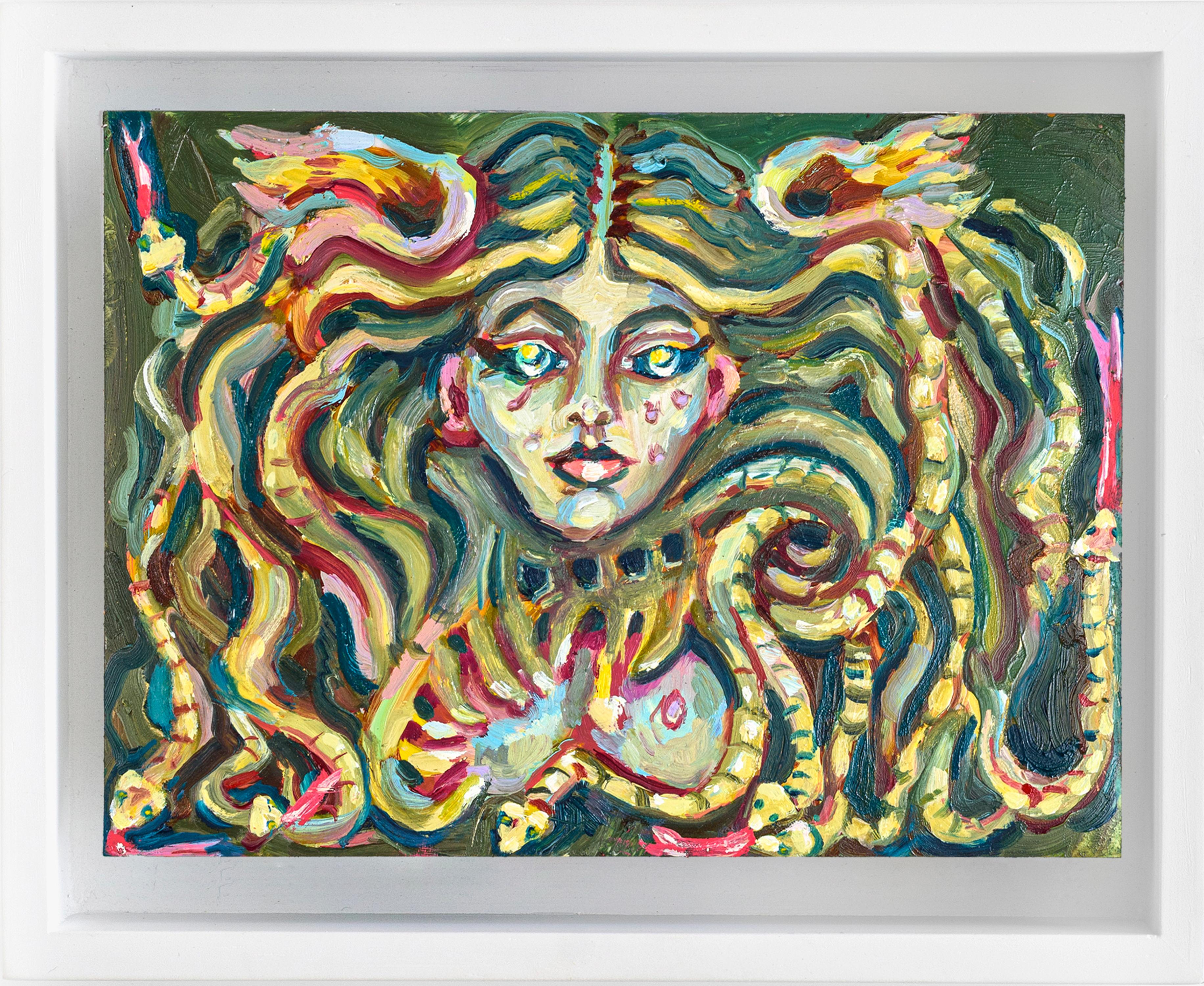Medussa Deluxe, Oil on polypropylene, 17x21cm, Feminist Myth, 2025