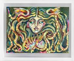 Medussa Deluxe, Öl auf Polypropylen, 17 × 21 cm, Feminist Myth, 2025