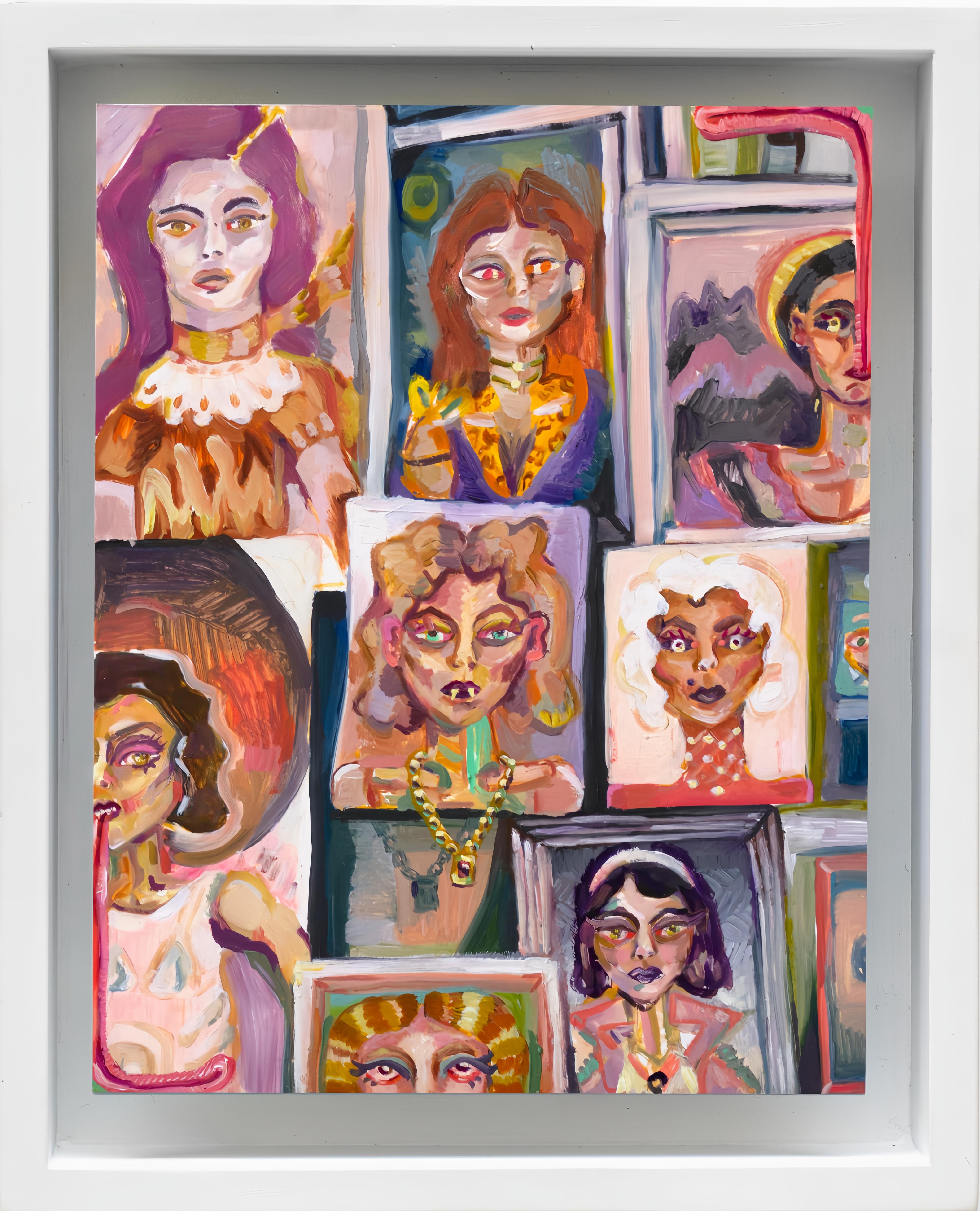 Nicole Chaput Portrait Painting - Sleepwalking Portraits, Oil on polypropylene, 39x32cm, Colorful portraits, 2025