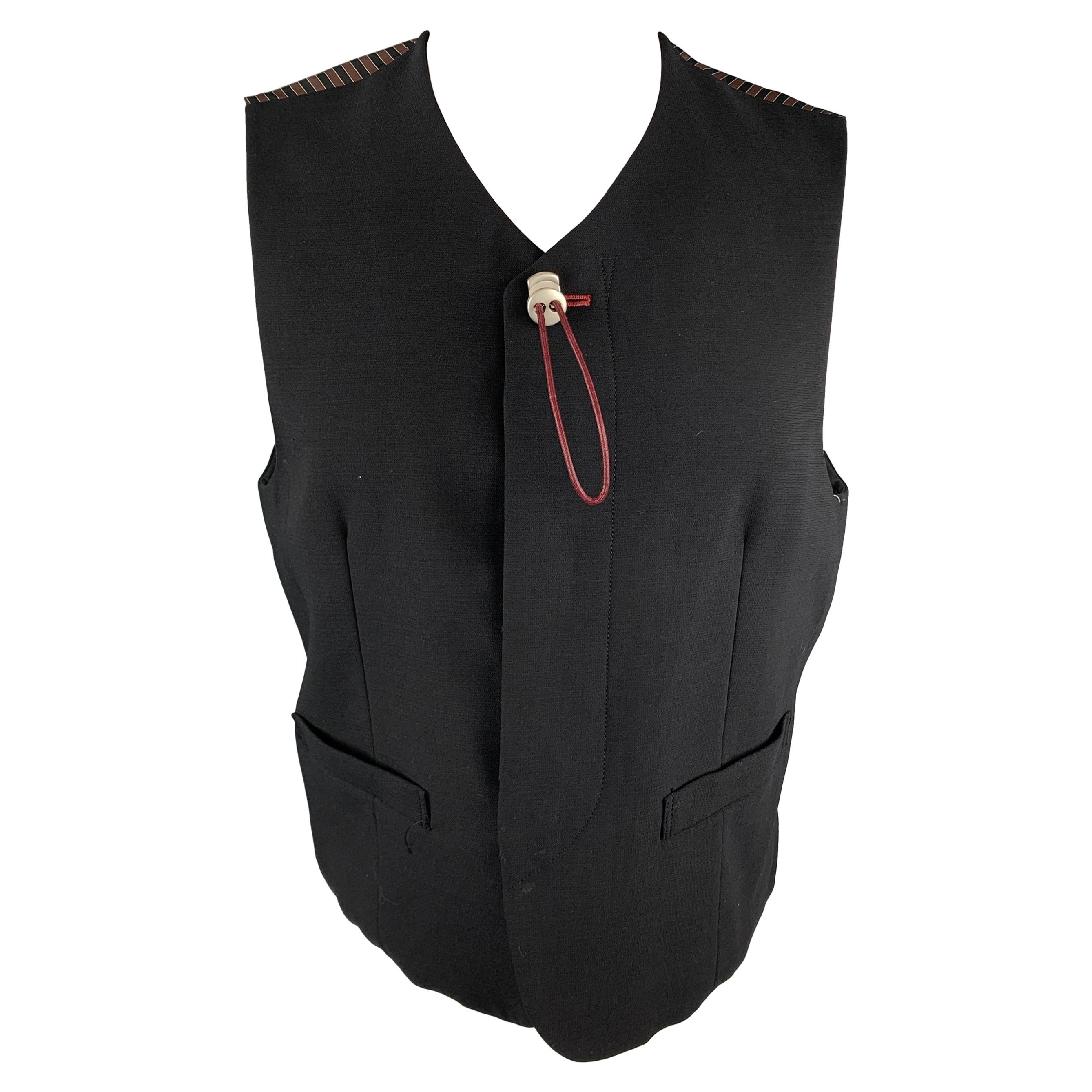 NICOLE CLUB FOR MEN Size M Black Crepe Buttoned Vest