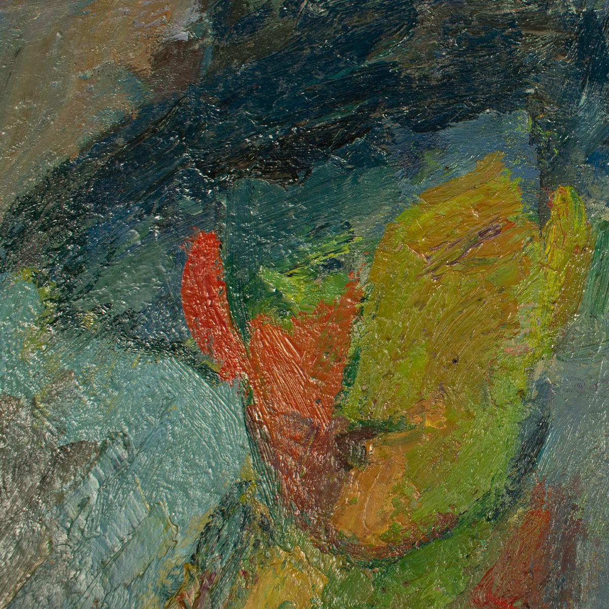 Nicole Devraigne - French oil on board - The Man in the Hat In Good Condition For Sale In TEYJAT, FR