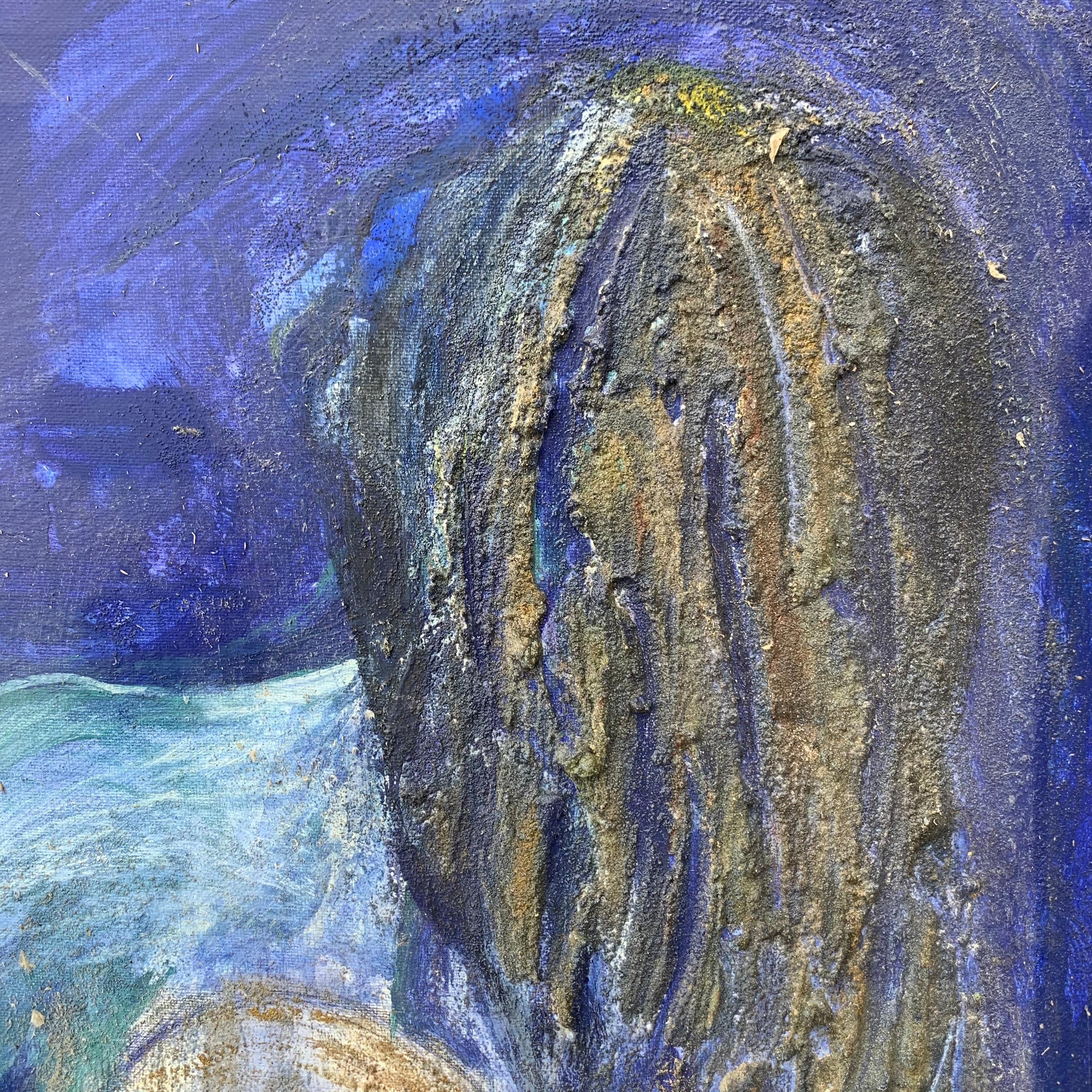 Erotismus Blaues Gemälde aus Acryl und Mischtechnik Liebesgemälde – Painting von Nicole Durand