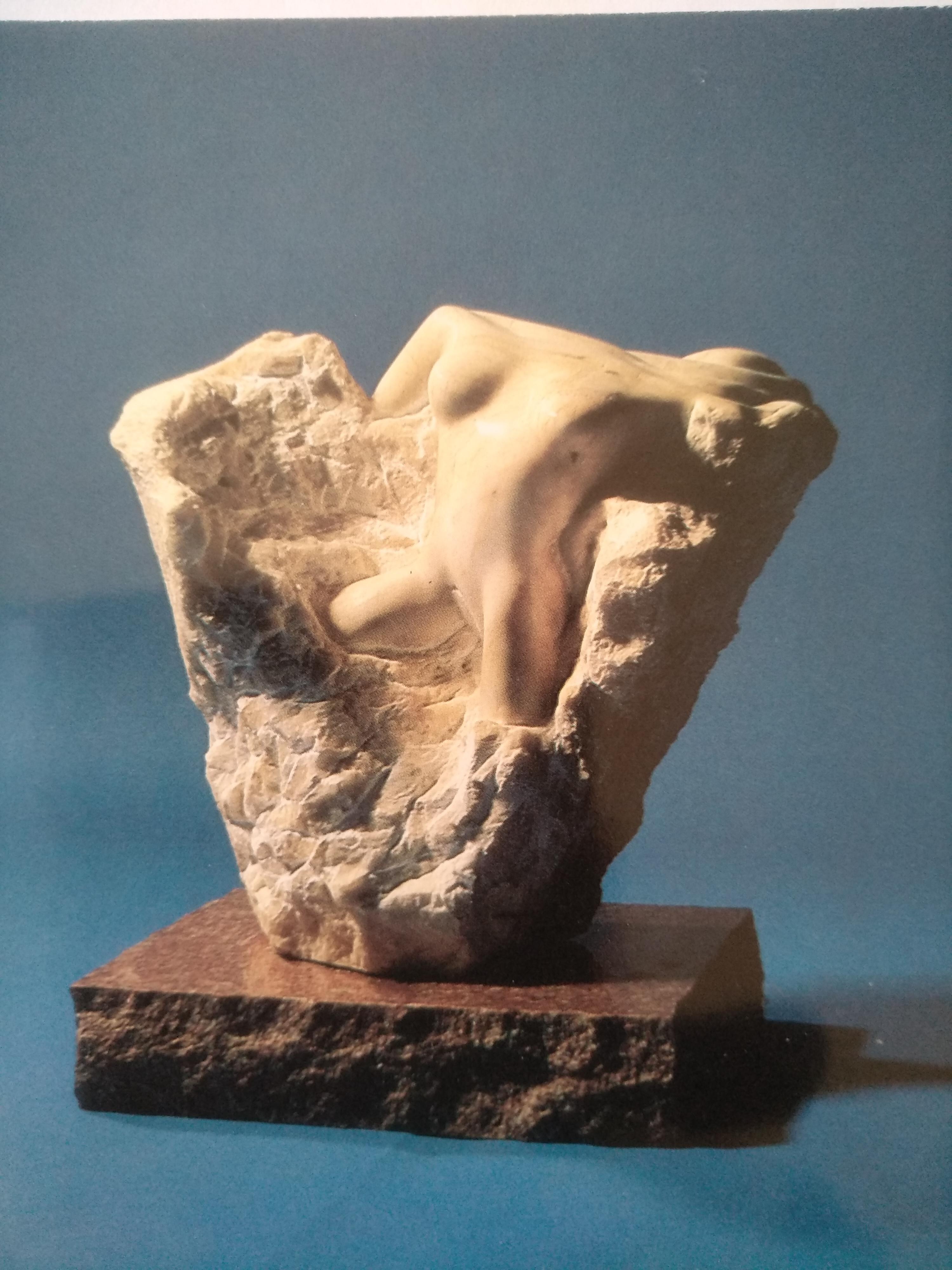 Nicole Durand Figurative Sculpture - Ecstasy- 21st Century Contemporary White Alabaster Nude Sculpture 