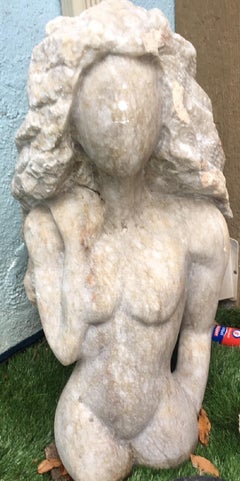 Femme, white Alabaster Sculpture from Nicole Durand