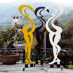 Le Cygne - 21st Century Contemporary Painted Metal Outdoor Monumental Sculpture 