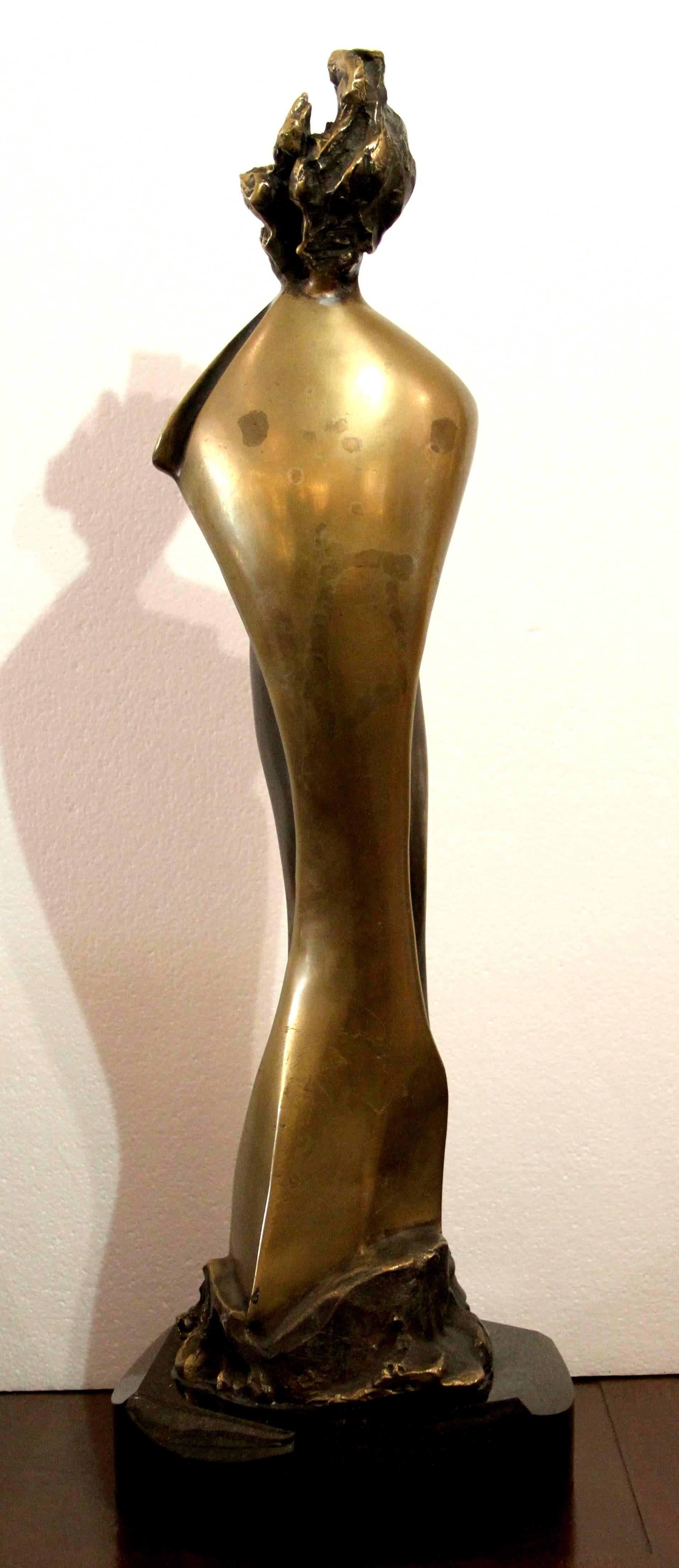 Lovers; Nicole Durand (French 1957); bronze sculpture and marble base; signed For Sale 1