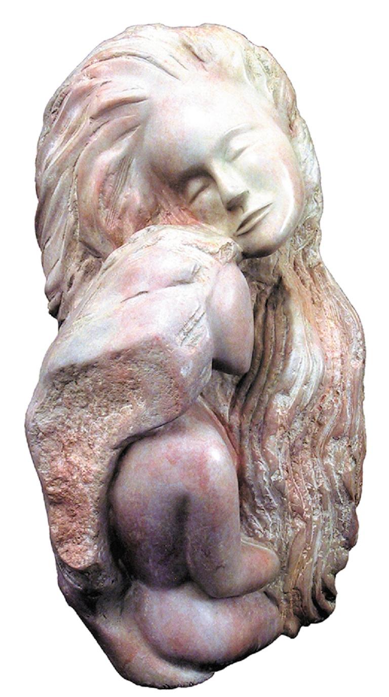 Nicole Durand Nude Sculpture - Pink Alabaster Sculpture , Unconditional Love