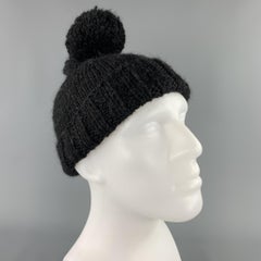 NICOLE FARHI Black Knitted Alpaca Beanie