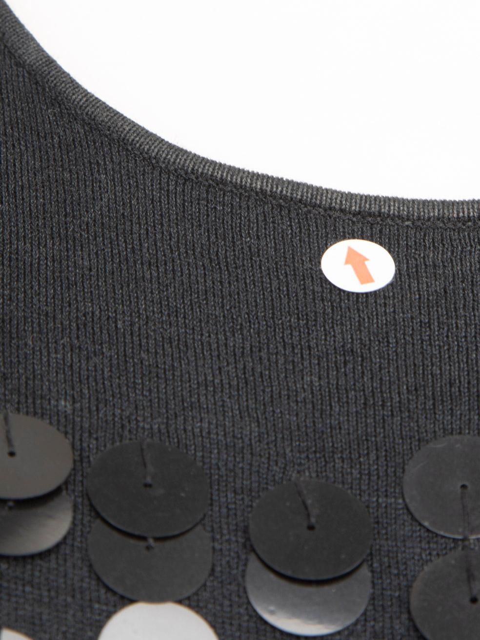 Nicole Farhi Schwarzes Seidenpailletten-Knielanges Kleid Größe M im Angebot 1