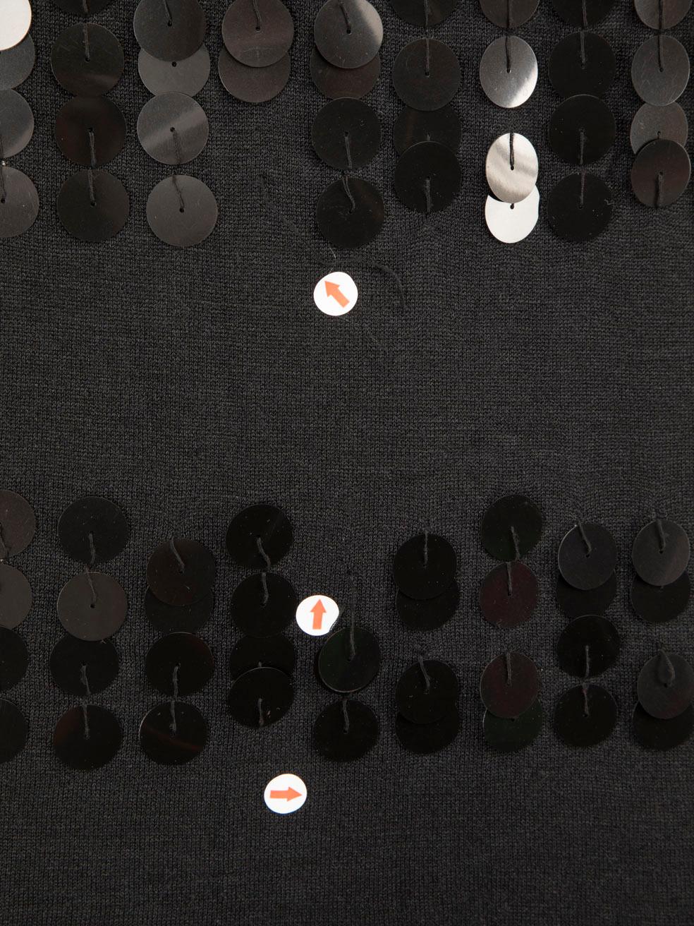 Nicole Farhi Schwarzes Seidenpailletten-Knielanges Kleid Größe M im Angebot 2