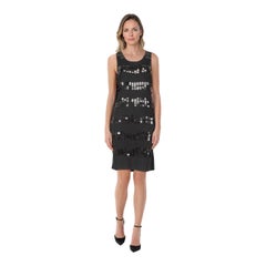 Nicole Farhi - Vestito al ginocchio in seta nera con paillettes, taglia M.