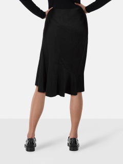 Nicole Farhi Black Wool Flared Hem Skirt Size XL