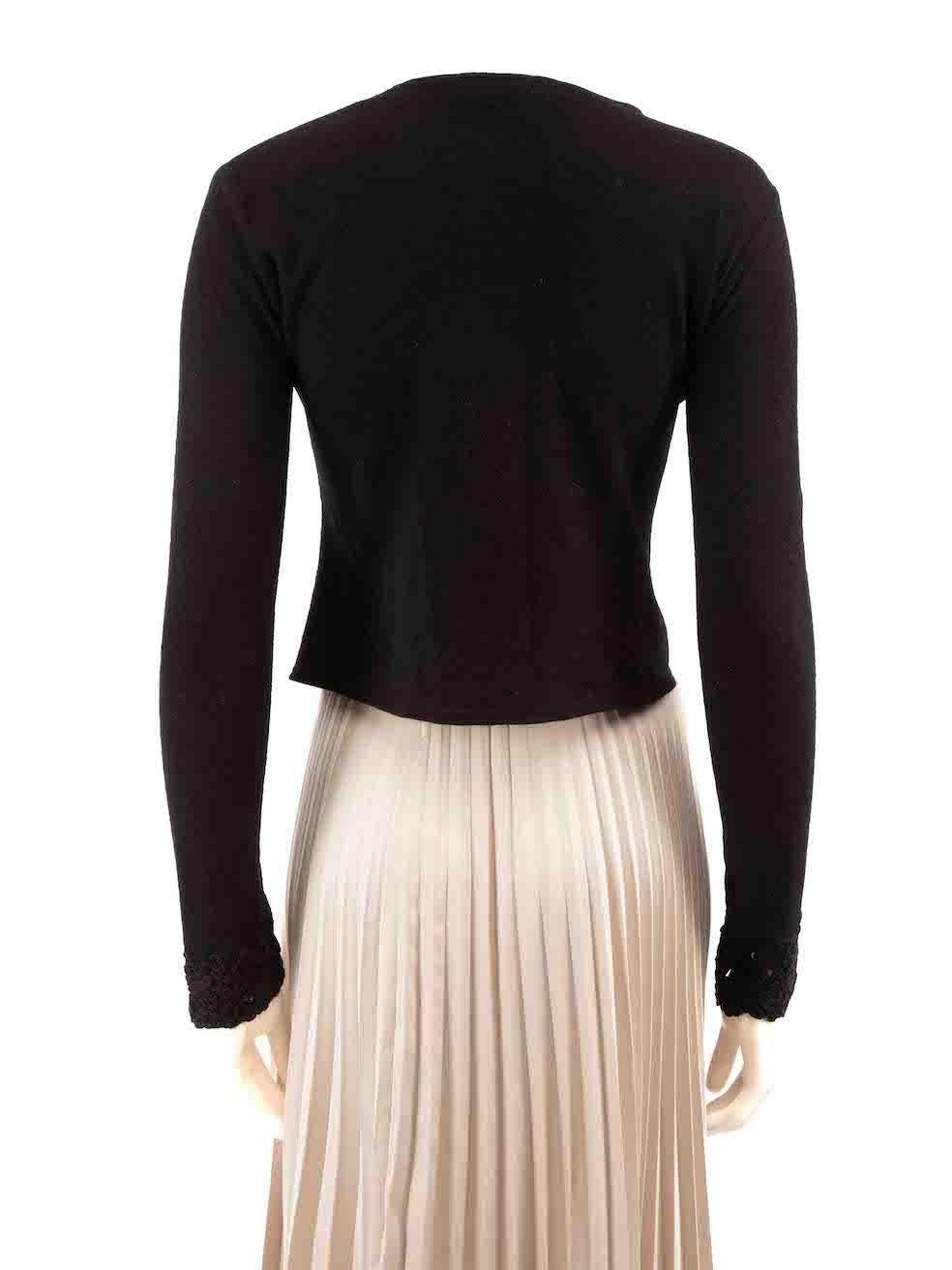 Nicole Farhi Black Wool Lace Cuff Cardigan Size S In Good Condition For Sale In London, GB