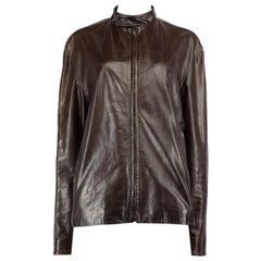 Nicole Farhi Brown Leder Zip Up Jacke Größe M