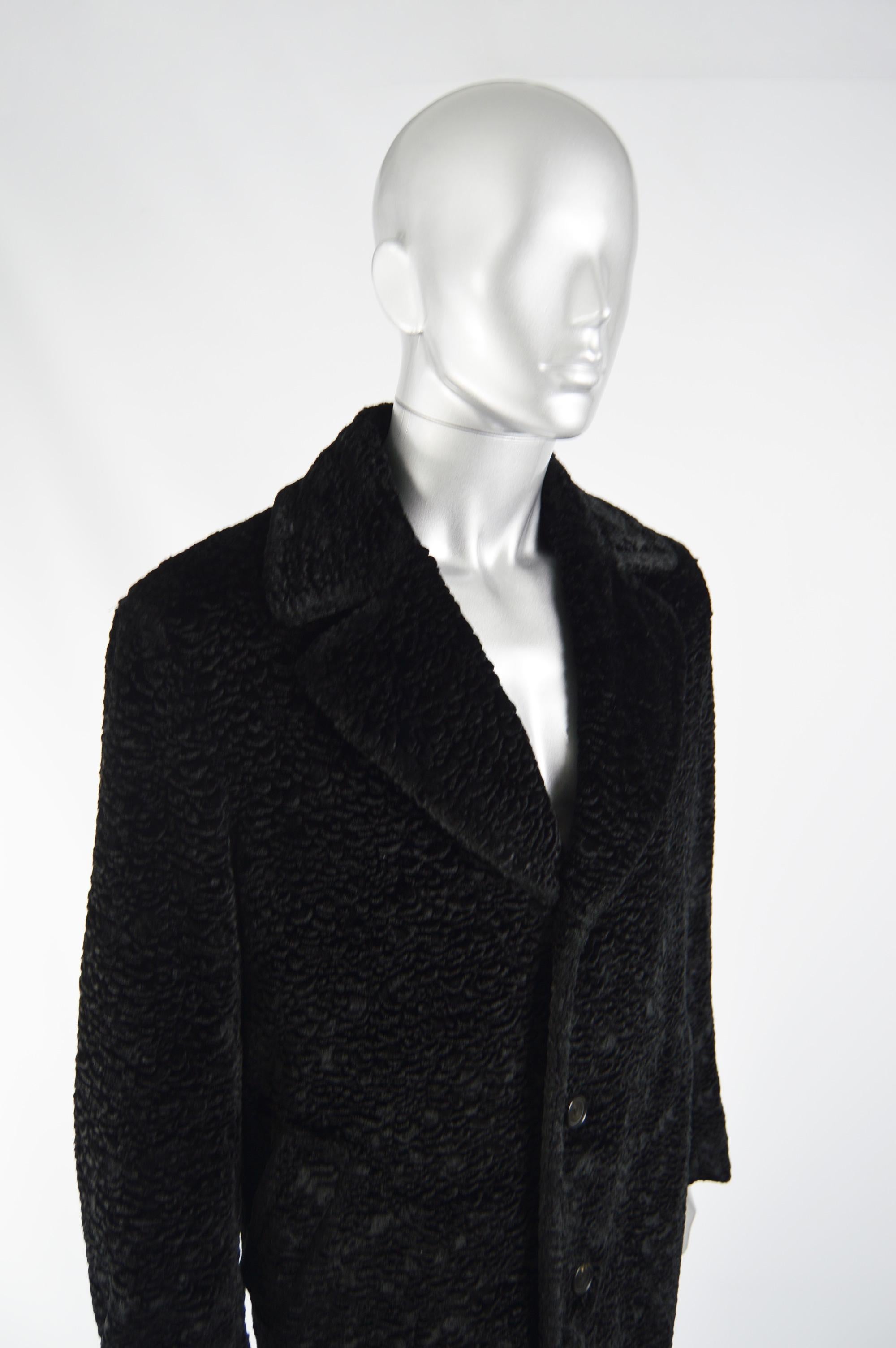 Nicole Farhi Men's Vintage Black Faux Fur Coat For Sale 3