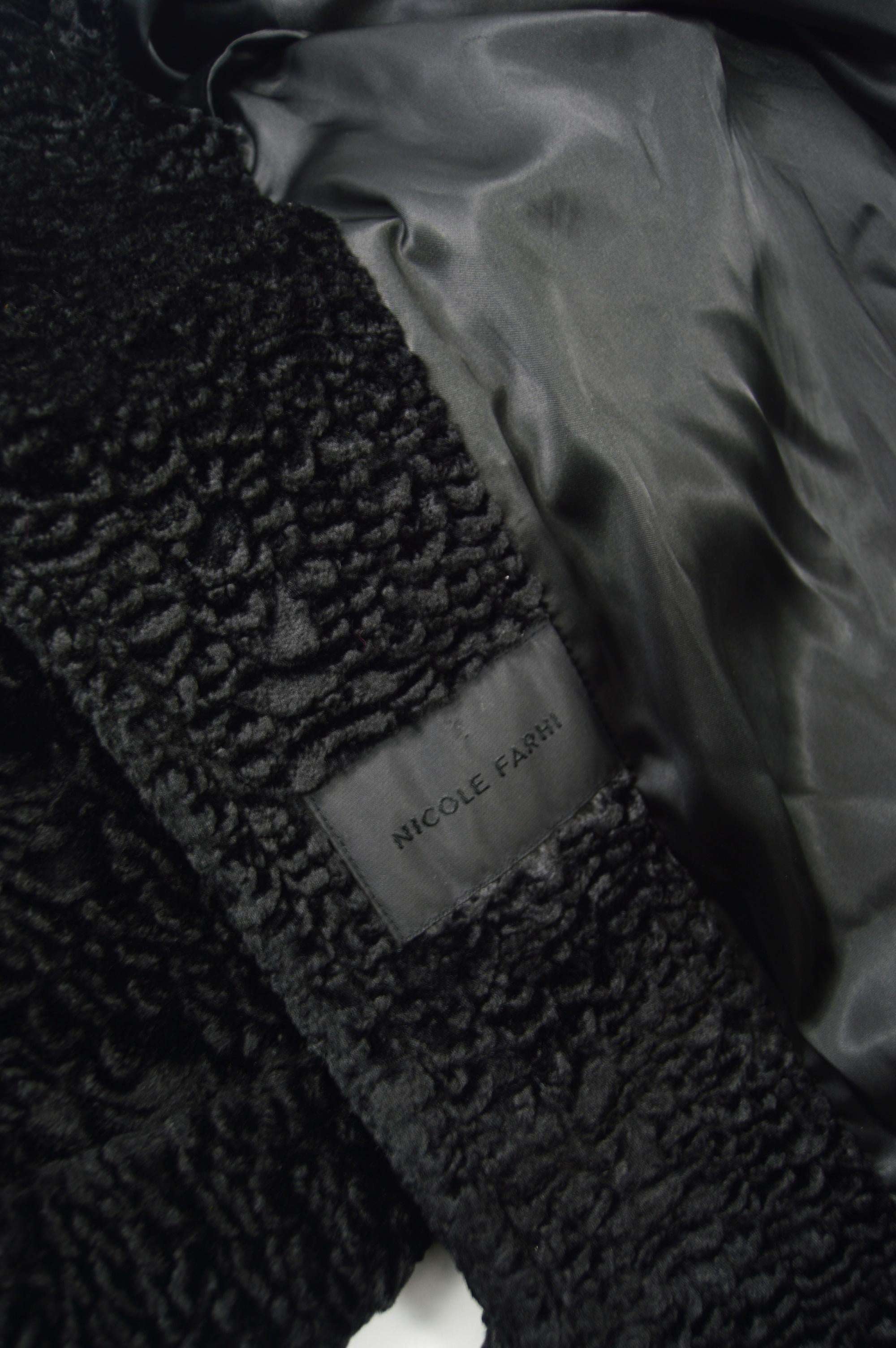 Nicole Farhi Men's Vintage Black Faux Fur Coat For Sale 5