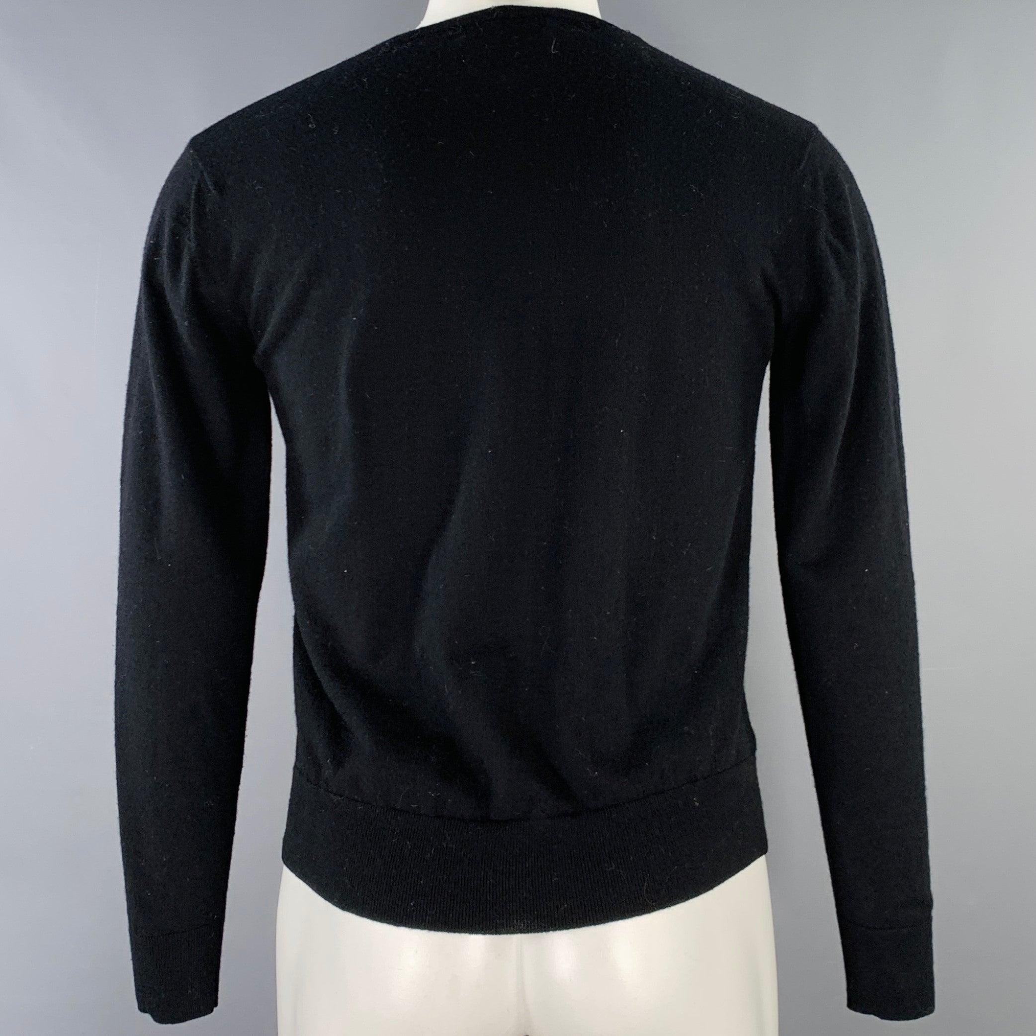 NICOLE FARHI Talla S Jersey negro de punto de lana con cuello redondo Negro en venta