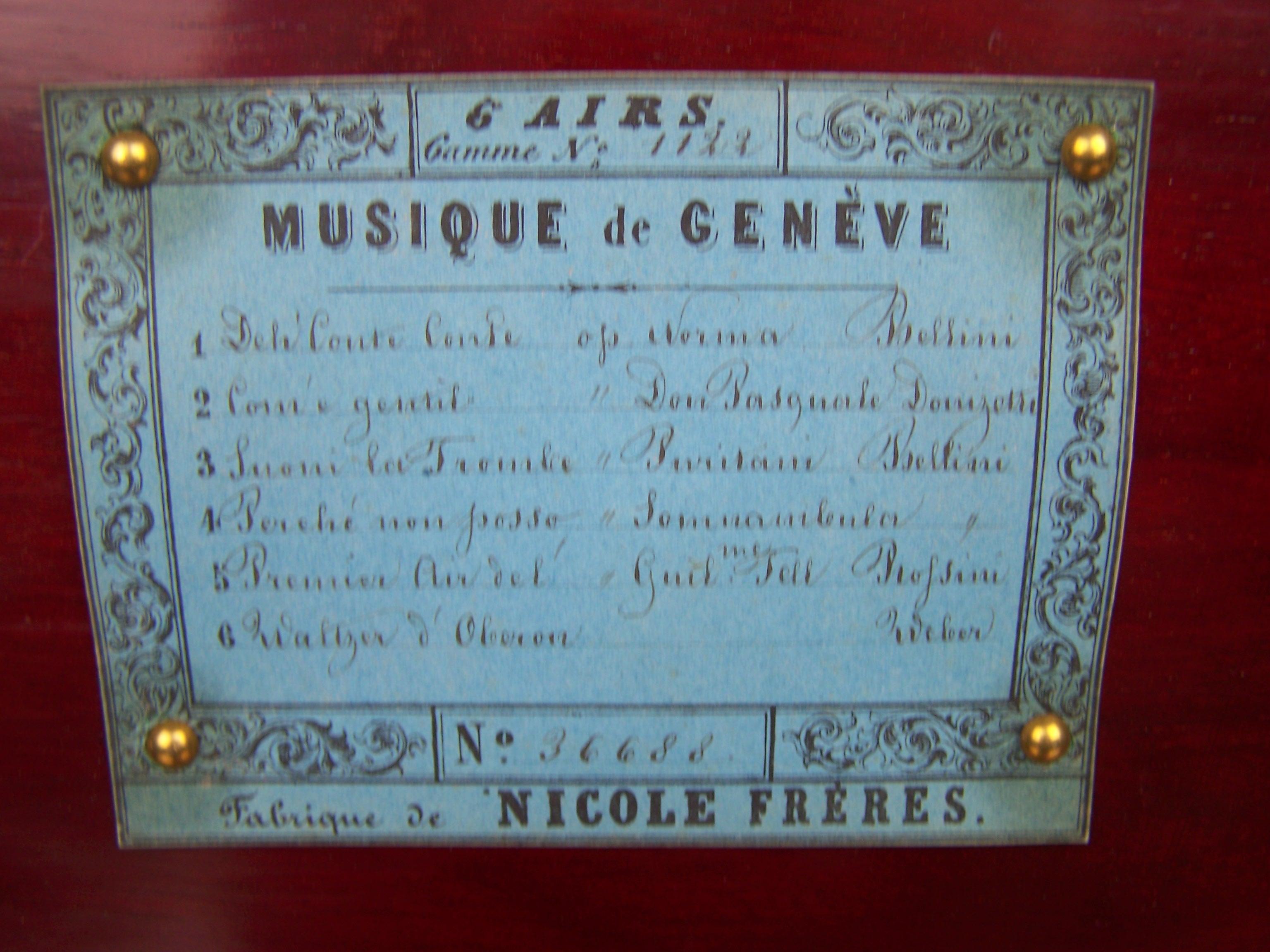 Nicole Freres Forte Caja de música para piano Suizo en venta