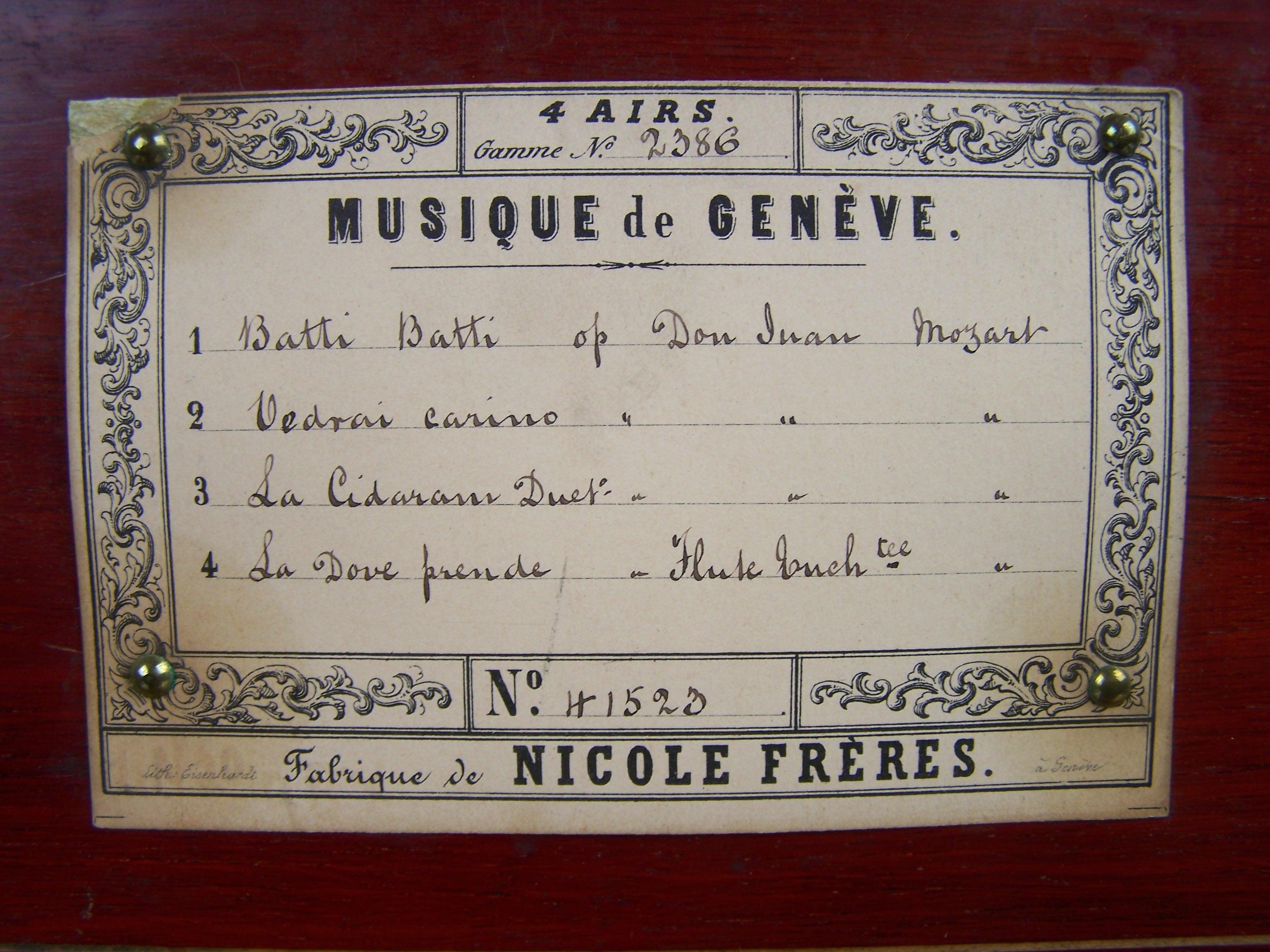 Altro Nicole Freres  Carillon di Mozart in vendita