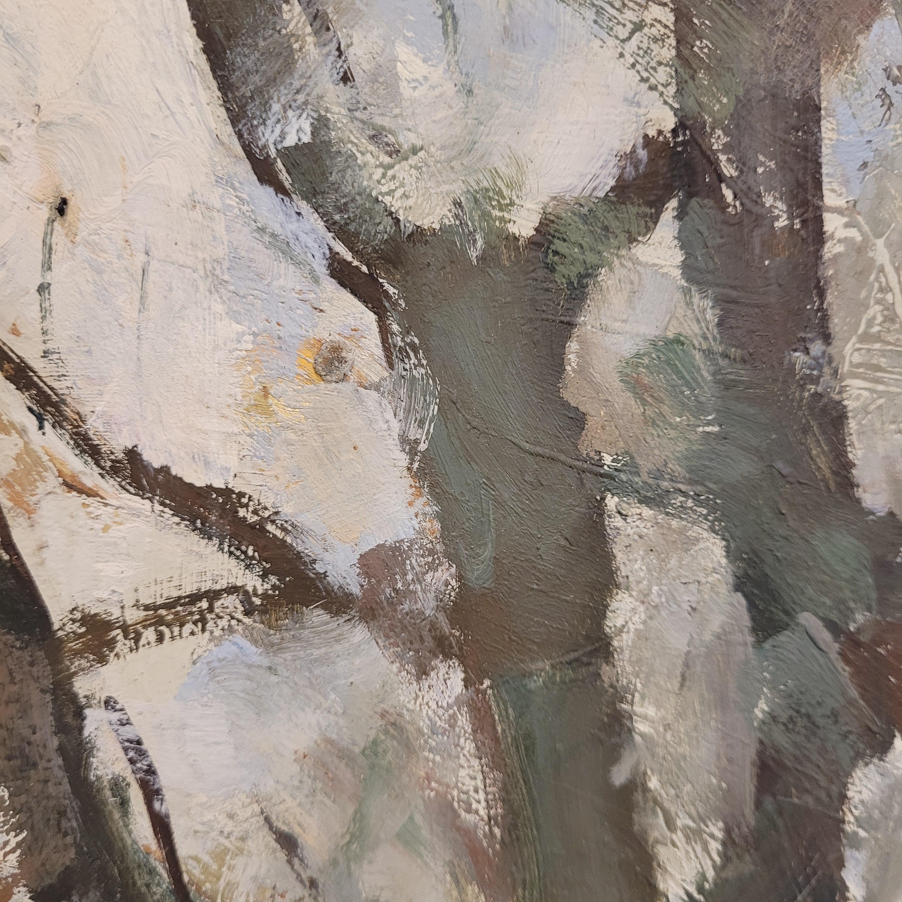 Impressionism Oil on panel French Winter Landscape Nicole Gauthier, Nancy School For Sale 5