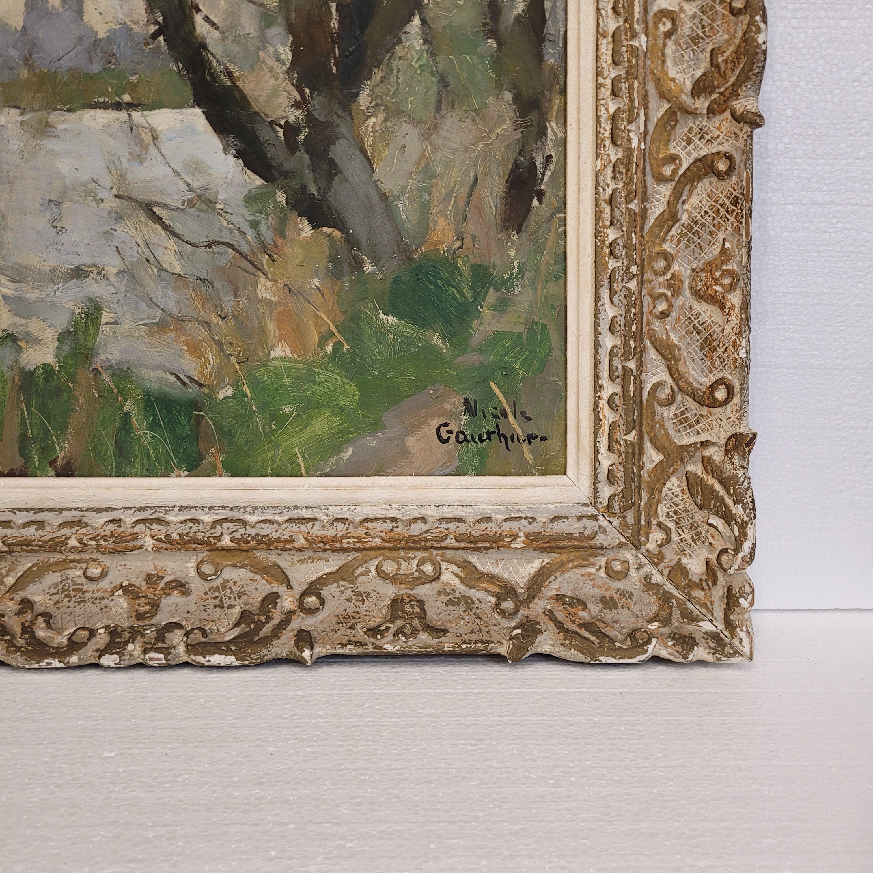 Impressionism Oil on panel French Winter Landscape Nicole Gauthier, Nancy School For Sale 2