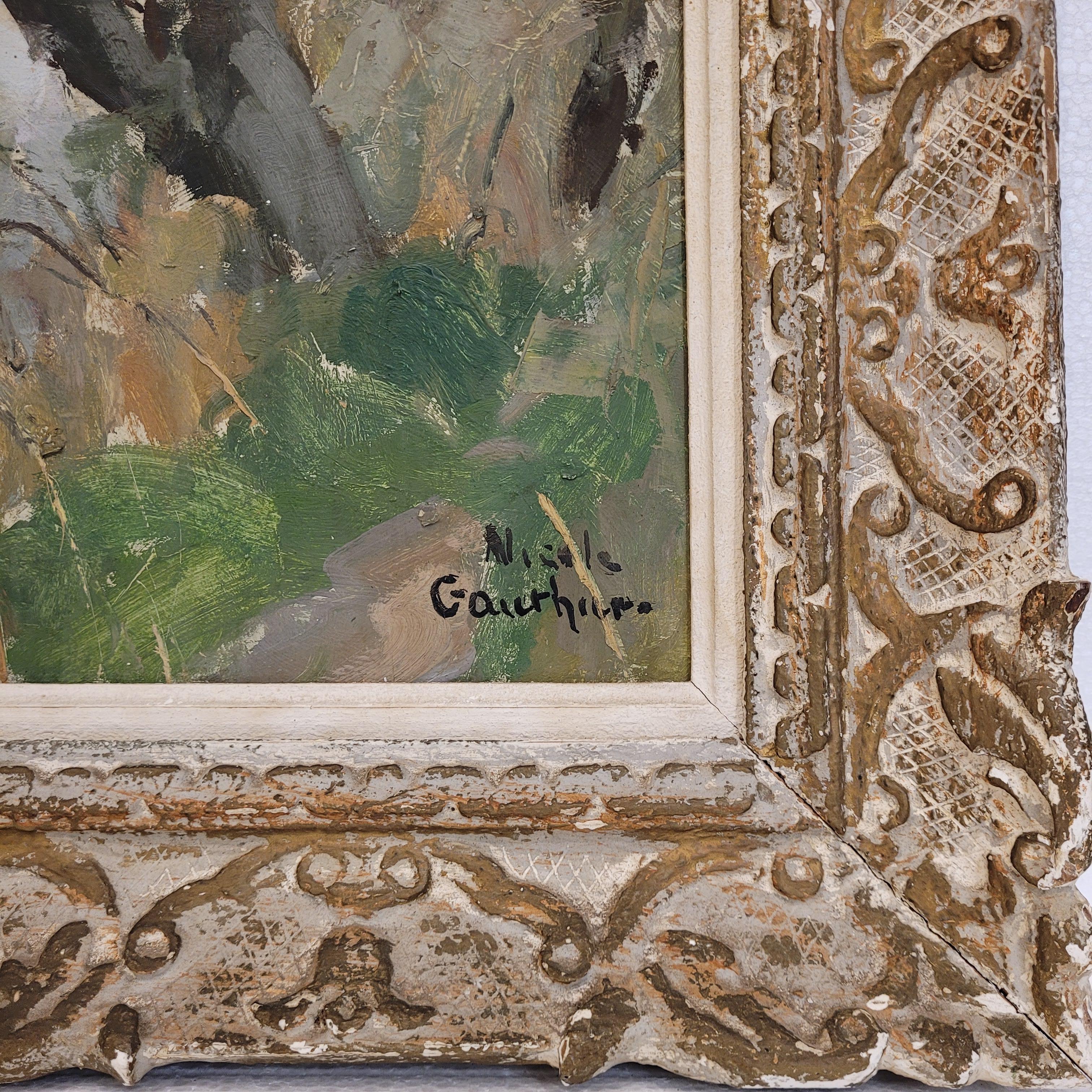 Impressionism Oil on panel French Winter Landscape Nicole Gauthier, Nancy School For Sale 3