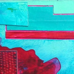 "Marea Roja" (2023) de Nicole Hyde, Abstracto azul y rojo
