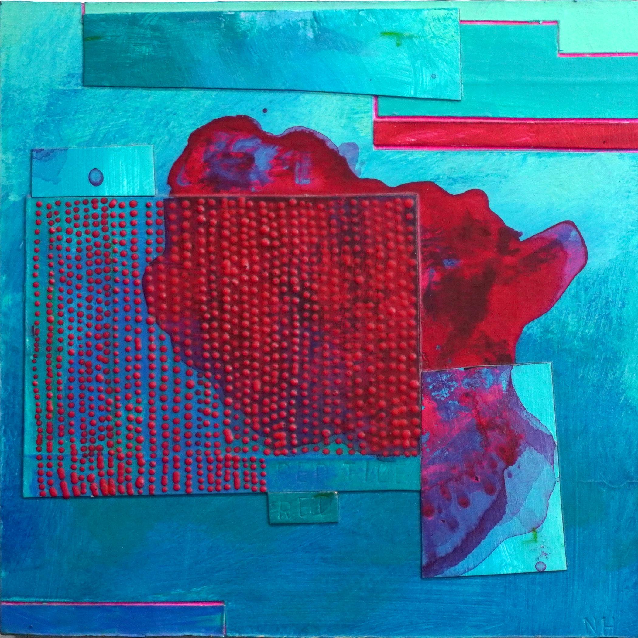 "Red Tide" by Nicole Hyde is an original handmade acrylic on paper abstract painting with various shades of red and blue. This piece is unframed yet ready to hang. 

Nicole Hyde’s paintings have been described as atmospheric in style, diverse in