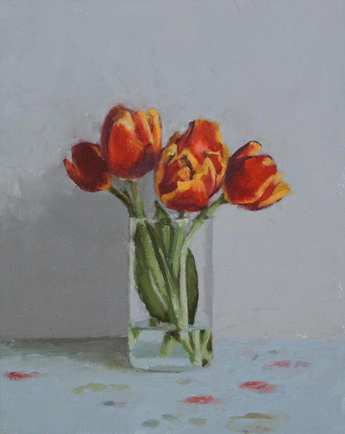 Tulips in Glass, Oil Painting - Art by Nicole Lamothe