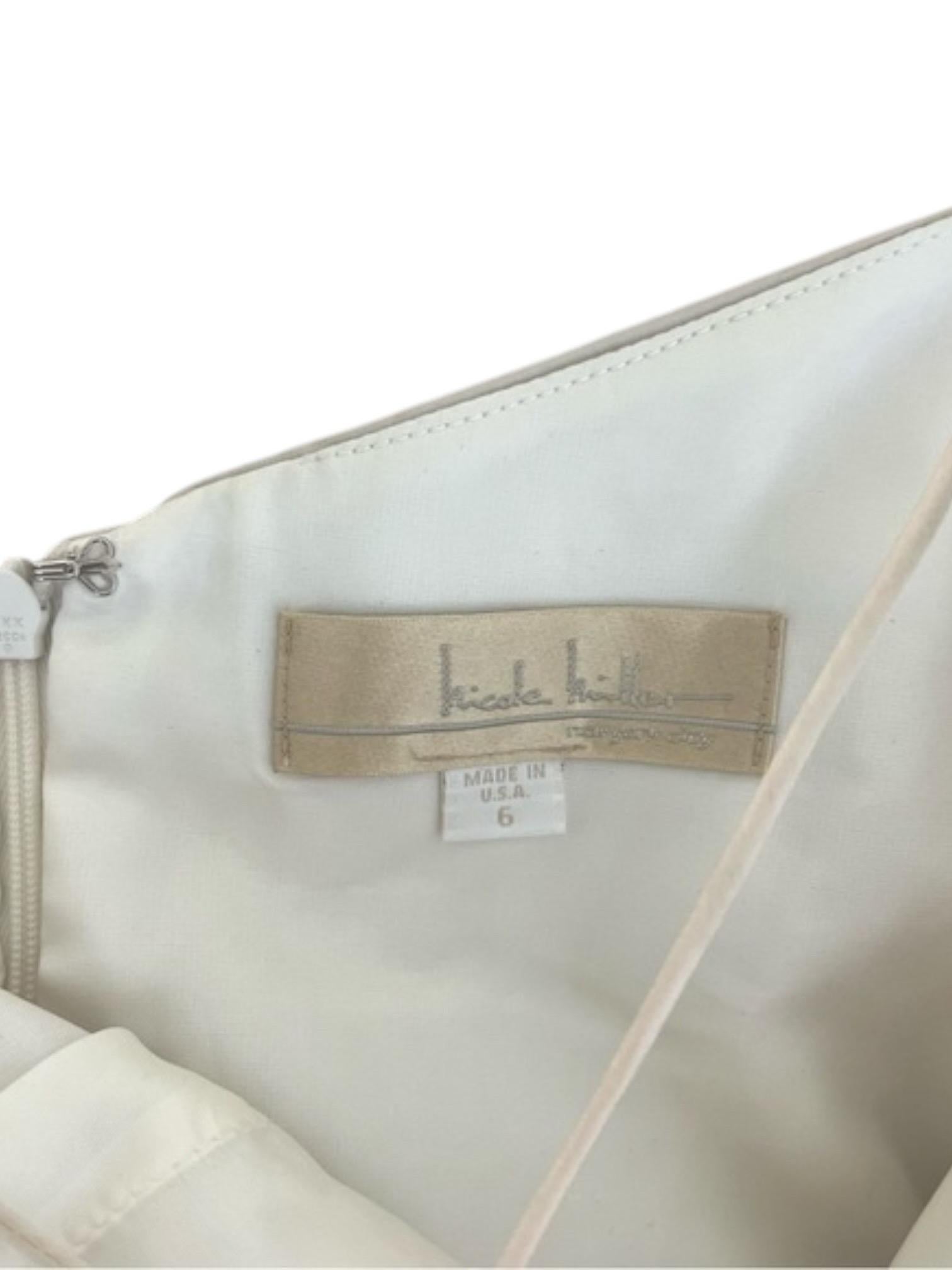 Nicole Miller 1990 - Robe de mariée en taffetas ivoire métallisé avec corsage en cristal en vente 1