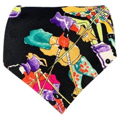 NICOLE MILLER Cravatta in seta con figure da sci multicolore nere