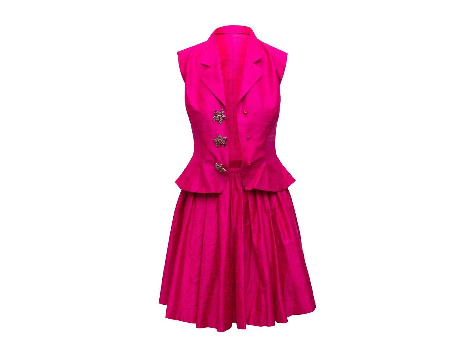 pink long skirt matching top