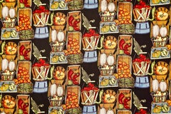 Nicole Miller Large Square Silk Multi Colour Vegetables Print Scarf 1990s