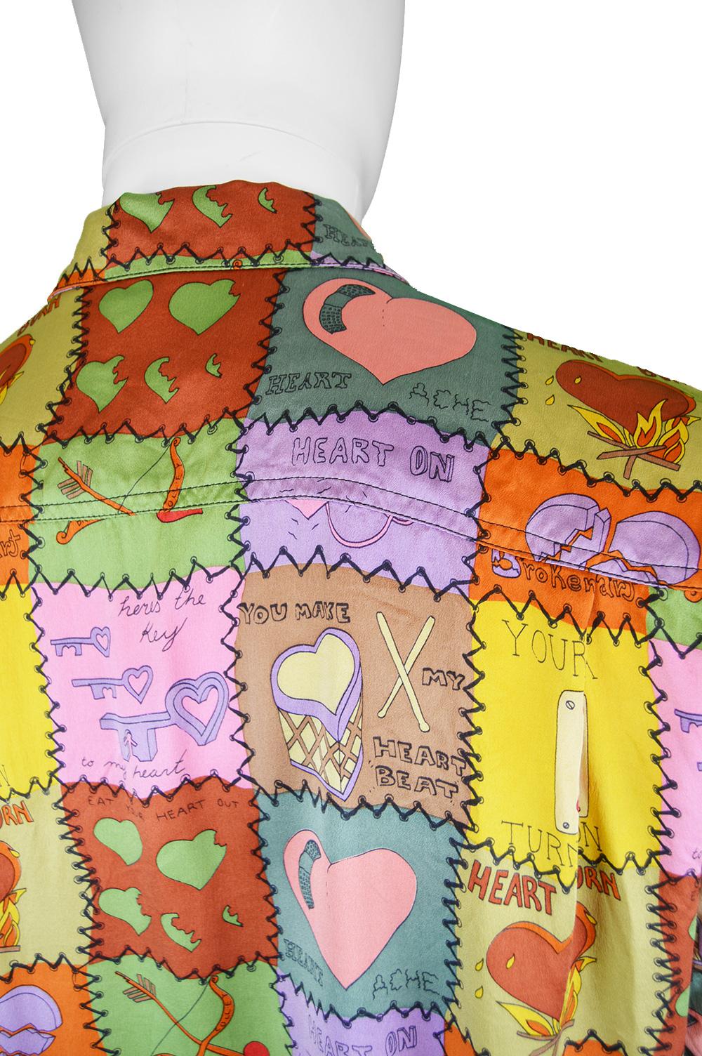 Nicole Miller Men's Vintage Pure Silk Heart Break Short Sleeve Printed Shirt, 1990s

Click 'CONTINUE READING' below to see size & description. 

An incredible vintage men's short sleeve button up shirt from the 90s by iconic American fashion