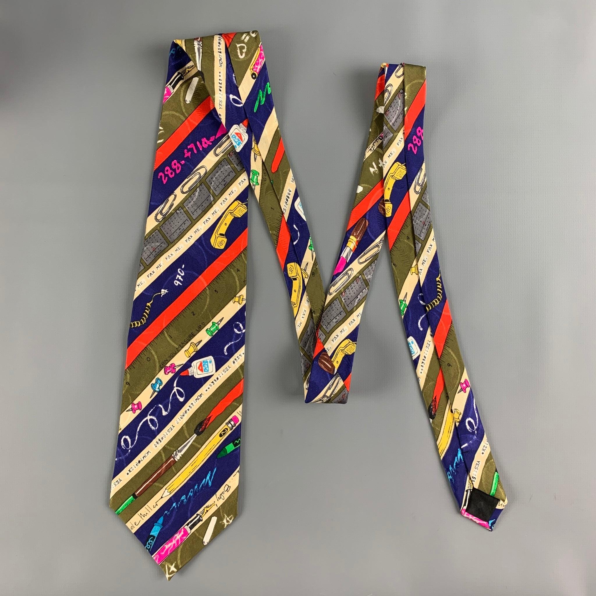 NICOLE MILLER Multi-Color Abstract Silk Tie In Good Condition For Sale In San Francisco, CA