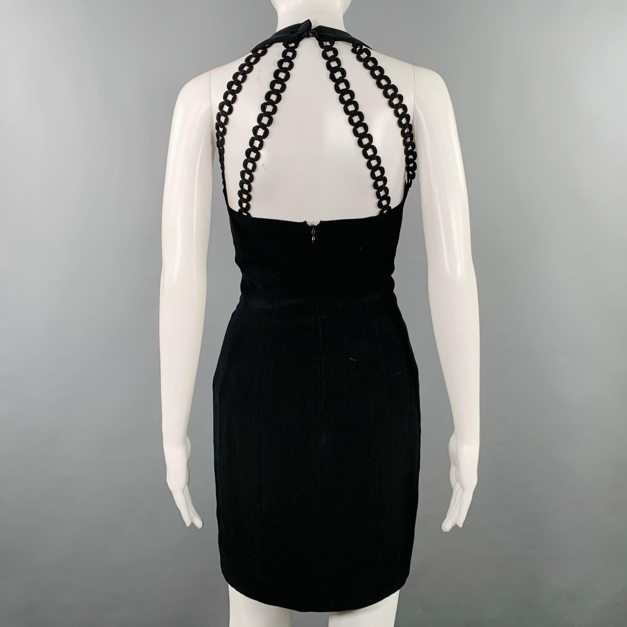 NICOLE MILLER Size S Black Rayon Halter Above Knee Cocktail Dress In Excellent Condition In San Francisco, CA