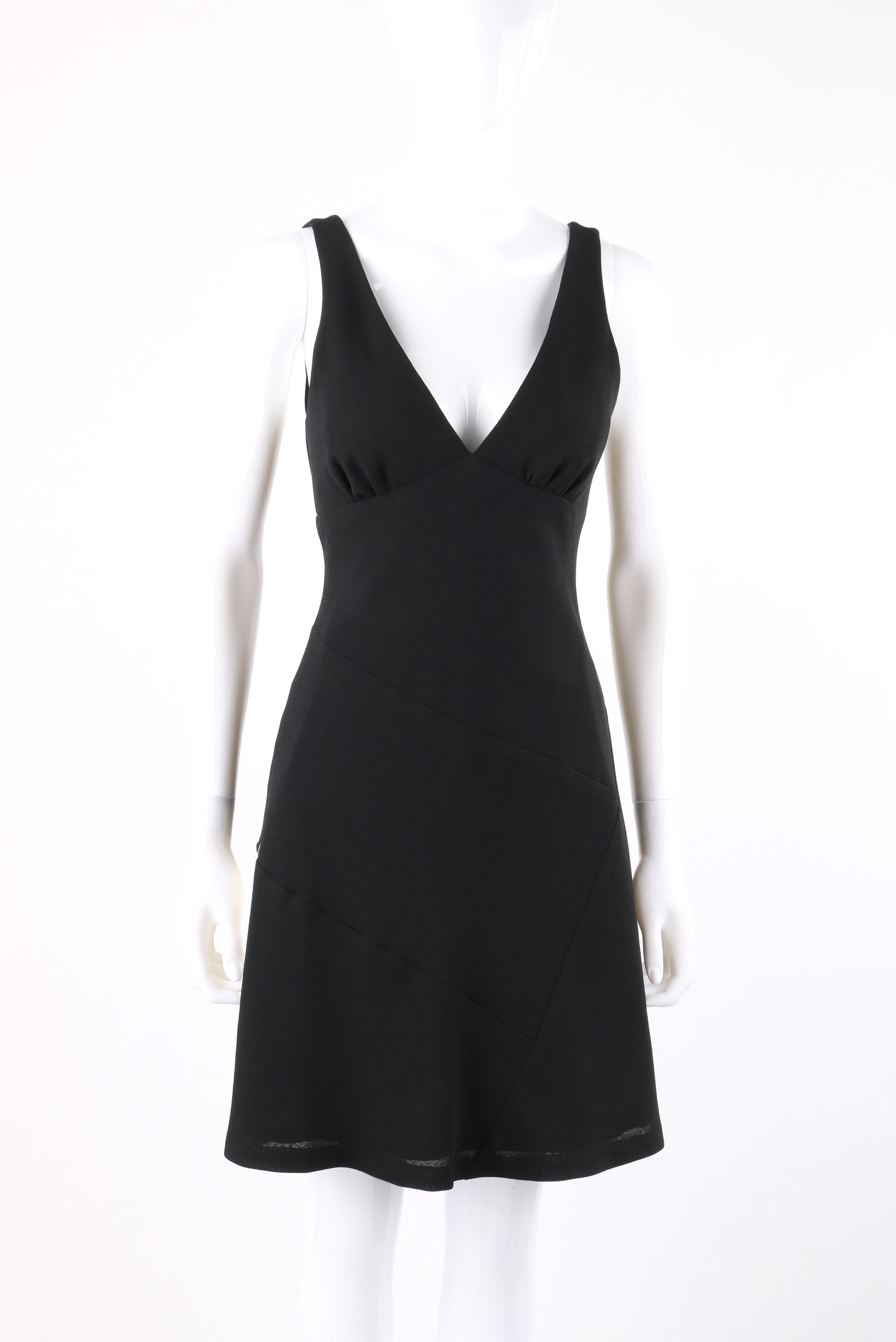 NICOLE MILLER Vintage Black Sleeveless Geometric Seam Cocktail Dress - New With Tags
 
Label(s): NICOLE MILLER; Original Henri Bendel tag
Style: Fit and Flare dress
Color(s): Black
Lined: Yes
Marked Fabric Content: 63% Triacetate, 37%