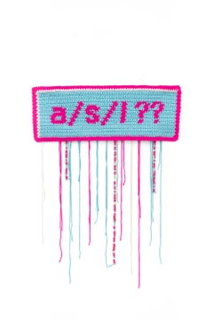 "Age/Sex/Location (Chatroom Lingo)", Typographie rétro Crochet Fiber Art