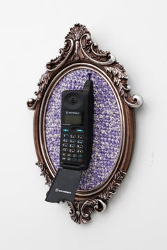 "Antique Motorola Analog Flip", 90s, Early 2000s Framed Vintage Flip Phone Art