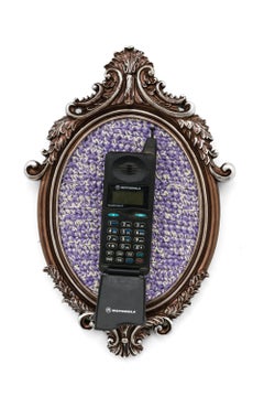 "Antique Motorola Analog Flip", 90s, Early 2000s Framed Vintage Flip Phone Art