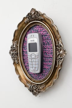 "Classic Nokia Brick", Technology Crocheted Still-Life with Yarn & Found Object
